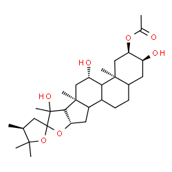 ChemSpider 2D Image | (2alpha,3alpha,8xi,9xi,11beta,14xi,17xi,20xi,24S)-3,11,20-Trihydroxy-24-methyl-22,25-epoxyfurostan-2-yl acetate | C30H48O7
