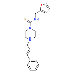 ChemSpider 2D Image | 4-[(2-Furylmethyl)carbamothioyl]-1-[(2E)-3-phenyl-2-propen-1-yl]piperazin-1-ium | C19H24N3OS