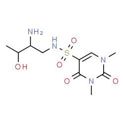 ChemSpider 2D Image | N-(2-Amino-3-hydroxybutyl)-1,3-dimethyl-2,4-dioxo-1,2,3,4-tetrahydro-5-pyrimidinesulfonamide | C10H18N4O5S