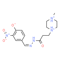 ChemSpider 2D Image | 4-[(Z)-{[3-(4-Methyl-1-piperazinediiumyl)propanoyl]hydrazono}methyl]-2-nitrophenolate | C15H22N5O4