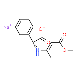 ChemSpider 2D Image | Sodium (2R)-1,4-cyclohexadien-1-yl{[(2E)-4-methoxy-4-oxo-2-buten-2-yl]amino}acetate | C13H16NNaO4