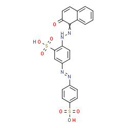ChemSpider 2D Image | 2-[2-(2-Oxo-1(2H)-naphthalenylidene)hydrazino]-5-[(E)-(4-sulfophenyl)diazenyl]benzenesulfonic acid | C22H16N4O7S2