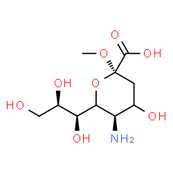 ChemSpider 2D Image | Methyl (4xi)-5-amino-3,5-dideoxy-6-[(1S,2R)-1,2,3-trihydroxypropyl]-beta-L-glycero-hex-2-ulopyranosidonic acid | C10H19NO8