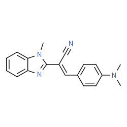 ChemSpider 2D Image | (2E)-3-[4-(Dimethylamino)phenyl]-2-(1-methyl-1H-benzimidazol-2-yl)acrylonitrile | C19H18N4