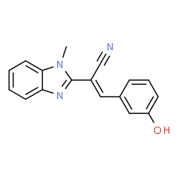 ChemSpider 2D Image | (2E)-3-(3-Hydroxyphenyl)-2-(1-methyl-1H-benzimidazol-2-yl)acrylonitrile | C17H13N3O