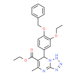 ChemSpider 2D Image | Ethyl 7-[4-(benzyloxy)-3-ethoxyphenyl]-5-methyl-1,7-dihydrotetrazolo[1,5-a]pyrimidine-6-carboxylate | C23H25N5O4