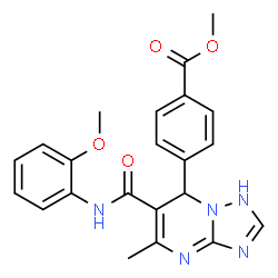 ChemSpider 2D Image | Methyl 4-{6-[(2-methoxyphenyl)carbamoyl]-5-methyl-1,7-dihydro[1,2,4]triazolo[1,5-a]pyrimidin-7-yl}benzoate | C22H21N5O4