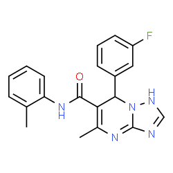 ChemSpider 2D Image | 7-(3-Fluorophenyl)-5-methyl-N-(2-methylphenyl)-1,7-dihydro[1,2,4]triazolo[1,5-a]pyrimidine-6-carboxamide | C20H18FN5O