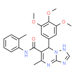 ChemSpider 2D Image | 5-Methyl-N-(2-methylphenyl)-7-(3,4,5-trimethoxyphenyl)-1,7-dihydro[1,2,4]triazolo[1,5-a]pyrimidine-6-carboxamide | C23H25N5O4