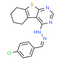 ChemSpider 2D Image | 4-[(2Z)-2-(4-Chlorobenzylidene)hydrazino]-5,6,7,8-tetrahydro[1]benzothieno[2,3-d]pyrimidine | C17H15ClN4S
