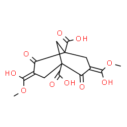 ChemSpider 2D Image | (3E,7E)-3,7-Bis[hydroxy(methoxy)methylene]-2,6-dioxobicyclo[3.3.1]nonane-1,5-dicarboxylic acid | C15H16O10