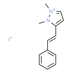ChemSpider 2D Image | 1,2-Dimethyl-5-[(E)-2-phenylvinyl]-1H-pyrazol-2-ium iodide | C13H15IN2