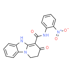 ChemSpider 2D Image | N-(2-Nitrophenyl)-3-oxo-1,2,3,5-tetrahydropyrido[1,2-a]benzimidazole-4-carboxamide | C18H14N4O4