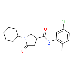 ChemSpider 2D Image | N-(5-Chloro-2-methylphenyl)-1-cyclohexyl-5-oxo-3-pyrrolidinecarboxamide | C18H23ClN2O2
