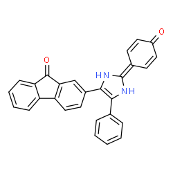 ChemSpider 2D Image | 2-[2-(4-Oxo-2,5-cyclohexadien-1-ylidene)-5-phenyl-2,3-dihydro-1H-imidazol-4-yl]-9H-fluoren-9-one | C28H18N2O2