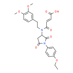 ChemSpider 2D Image | (2E)-4-{[2-(3,4-Dimethoxyphenyl)ethyl][1-(4-ethoxyphenyl)-2,5-dioxo-3-pyrrolidinyl]amino}-4-oxo-2-butenoic acid | C26H28N2O8