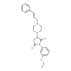 ChemSpider 2D Image | 1-(3-Ethoxyphenyl)-3-{4-[(2E)-3-phenyl-2-propen-1-yl]-1-piperazinyl}-2,5-pyrrolidinedione | C25H29N3O3