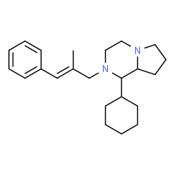 ChemSpider 2D Image | 1-Cyclohexyl-2-[(2E)-2-methyl-3-phenyl-2-propen-1-yl]octahydropyrrolo[1,2-a]pyrazine | C23H34N2