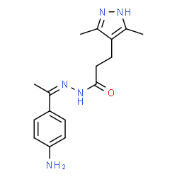 ChemSpider 2D Image | N'-[(1Z)-1-(4-Aminophenyl)ethylidene]-3-(3,5-dimethyl-1H-pyrazol-4-yl)propanehydrazide | C16H21N5O