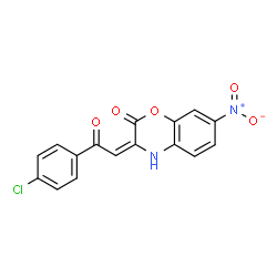 ChemSpider 2D Image | (3E)-3-[2-(4-Chlorophenyl)-2-oxoethylidene]-7-nitro-3,4-dihydro-2H-1,4-benzoxazin-2-one | C16H9ClN2O5