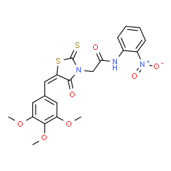 ChemSpider 2D Image | N-(2-Nitrophenyl)-2-[(5E)-4-oxo-2-thioxo-5-(3,4,5-trimethoxybenzylidene)-1,3-thiazolidin-3-yl]acetamide | C21H19N3O7S2