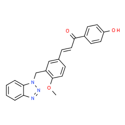 ChemSpider 2D Image | (2E)-3-[3-(1H-Benzotriazol-1-ylmethyl)-4-methoxyphenyl]-1-(4-hydroxyphenyl)-2-propen-1-one | C23H19N3O3