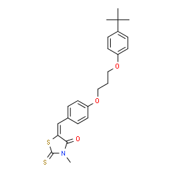 ChemSpider 2D Image | (5E)-3-Methyl-5-(4-{3-[4-(2-methyl-2-propanyl)phenoxy]propoxy}benzylidene)-2-thioxo-1,3-thiazolidin-4-one | C24H27NO3S2