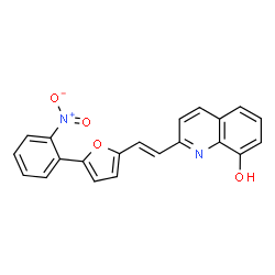 ChemSpider 2D Image | 2-{(E)-2-[5-(2-Nitrophenyl)-2-furyl]vinyl}-8-quinolinol | C21H14N2O4