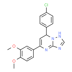 ChemSpider 2D Image | 7-(4-Chlorophenyl)-5-(3,4-dimethoxyphenyl)-1,7-dihydro[1,2,4]triazolo[1,5-a]pyrimidine | C19H17ClN4O2