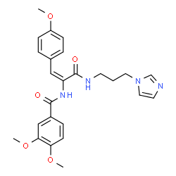 ChemSpider 2D Image | N-[(1E)-3-{[3-(1H-Imidazol-1-yl)propyl]amino}-1-(4-methoxyphenyl)-3-oxo-1-propen-2-yl]-3,4-dimethoxybenzamide | C25H28N4O5