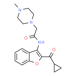 ChemSpider 2D Image | N-(2-CYCLOPROPANECARBONYL-1-BENZOFURAN-3-YL)-2-(4-METHYLPIPERAZIN-1-YL)ACETAMIDE | C19H23N3O3