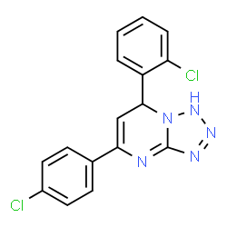 ChemSpider 2D Image | 7-(2-Chlorophenyl)-5-(4-chlorophenyl)-1,7-dihydrotetrazolo[1,5-a]pyrimidine | C16H11Cl2N5