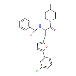 ChemSpider 2D Image | N-[(1Z)-1-[5-(3-Chlorophenyl)-2-furyl]-3-(4-methyl-1-piperidinyl)-3-oxo-1-propen-2-yl]benzamide | C26H25ClN2O3