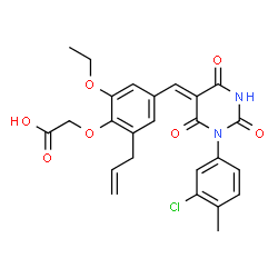 ChemSpider 2D Image | (2-Allyl-4-{(Z)-[1-(3-chloro-4-methylphenyl)-2,4,6-trioxotetrahydro-5(2H)-pyrimidinylidene]methyl}-6-ethoxyphenoxy)acetic acid | C25H23ClN2O7