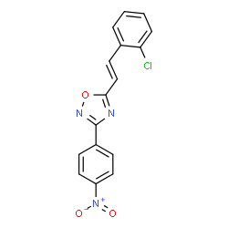 ChemSpider 2D Image | 5-[(E)-2-(2-Chlorophenyl)vinyl]-3-(4-nitrophenyl)-1,2,4-oxadiazole | C16H10ClN3O3