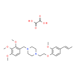 ChemSpider 2D Image | 1-(2-{2-Methoxy-4-[(1E)-1-propen-1-yl]phenoxy}ethyl)-4-(2,3,4-trimethoxybenzyl)piperazine ethanedioate (1:1) | C28H38N2O9
