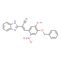 ChemSpider 2D Image | (2E)-2-(1H-Benzimidazol-2-yl)-3-[4-(benzyloxy)-5-methoxy-2-nitrophenyl]acrylonitrile | C24H18N4O4
