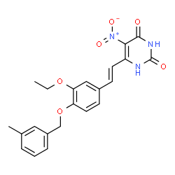 ChemSpider 2D Image | 6-[(E)-2-{3-Ethoxy-4-[(3-methylbenzyl)oxy]phenyl}vinyl]-5-nitro-2,4(1H,3H)-pyrimidinedione | C22H21N3O6