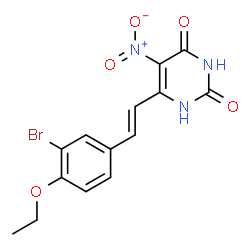 ChemSpider 2D Image | 6-[(E)-2-(3-Bromo-4-ethoxyphenyl)vinyl]-5-nitro-2,4(1H,3H)-pyrimidinedione | C14H12BrN3O5