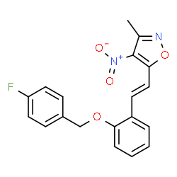 ChemSpider 2D Image | 5-[(E)-2-{2-[(4-Fluorobenzyl)oxy]phenyl}vinyl]-3-methyl-4-nitro-1,2-oxazole | C19H15FN2O4