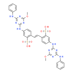 ChemSpider 2D Image | 4,4'-BIS((4-ANILINO-6-METHOXY-S-TRIAZIN-2-YL)AMINO)-2,2'-STILBENEDISULFONIC ACID | C34H30N10O8S2