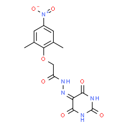 ChemSpider 2D Image | 2-(2,6-Dimethyl-4-nitrophenoxy)-N'-(2,4,6-trioxotetrahydro-5(2H)-pyrimidinylidene)acetohydrazide | C14H13N5O7