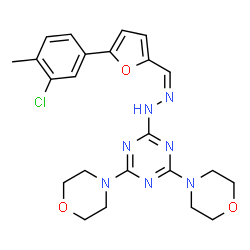 ChemSpider 2D Image | 2-[(2Z)-2-{[5-(3-Chloro-4-methylphenyl)-2-furyl]methylene}hydrazino]-4,6-di(4-morpholinyl)-1,3,5-triazine | C23H26ClN7O3