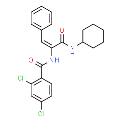 ChemSpider 2D Image | 2,4-Dichloro-N-[(1E)-3-(cyclohexylamino)-3-oxo-1-phenyl-1-propen-2-yl]benzamide | C22H22Cl2N2O2