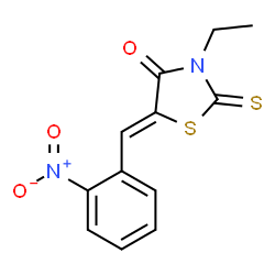 ChemSpider 2D Image | (5Z)-3-Ethyl-5-(2-nitrobenzylidene)-2-thioxo-1,3-thiazolidin-4-one | C12H10N2O3S2