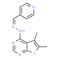 ChemSpider 2D Image | 5,6-Dimethyl-4-[(2Z)-2-(4-pyridinylmethylene)hydrazino]thieno[2,3-d]pyrimidine | C14H13N5S