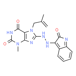 ChemSpider 2D Image | 3-Methyl-7-(2-methyl-2-propen-1-yl)-8-[2-(2-oxo-2H-indol-3-yl)hydrazino]-3,7-dihydro-1H-purine-2,6-dione | C18H17N7O3