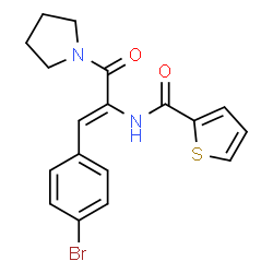 ChemSpider 2D Image | N-[(1Z)-1-(4-Bromophenyl)-3-oxo-3-(1-pyrrolidinyl)-1-propen-2-yl]-2-thiophenecarboxamide | C18H17BrN2O2S