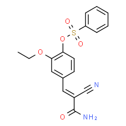 ChemSpider 2D Image | 4-[(1E)-3-Amino-2-cyano-3-oxo-1-propen-1-yl]-2-ethoxyphenyl benzenesulfonate | C18H16N2O5S