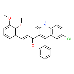 ChemSpider 2D Image | 6-Chloro-3-[(2E)-3-(2,3-dimethoxyphenyl)-2-propenoyl]-4-phenyl-2(1H)-quinolinone | C26H20ClNO4